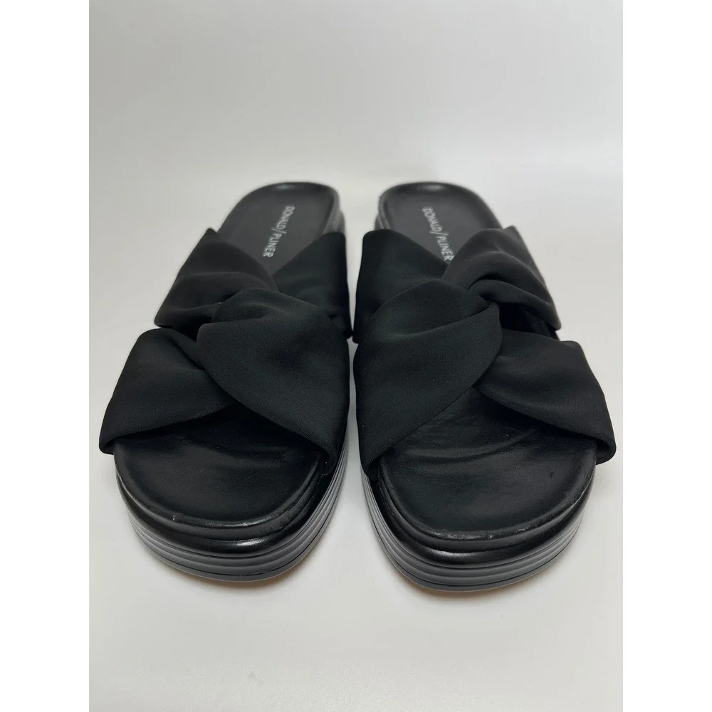 Donald Pliner Womens Black Knotted Fabric Platform Slide Sandals Twist Strap 8 M
